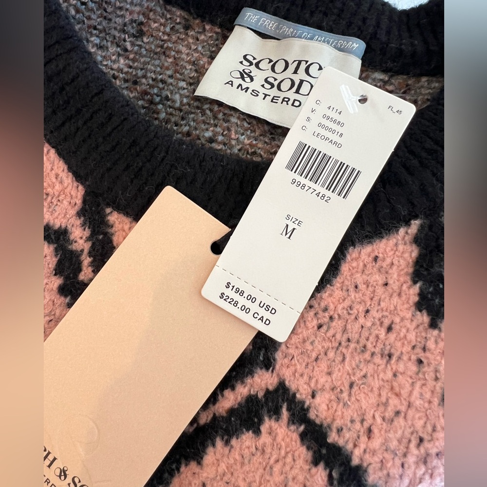 Scotch & Soda Jacquard Graphic Sweater New Medium Leopard Sun Star Anthropologie - Picture 16 of 16
